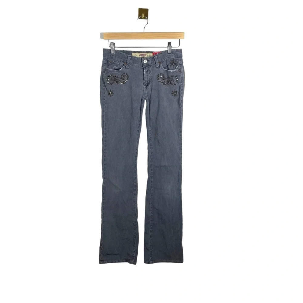 Vintage 7 For All Mankind x Great China Wall Studded Corduroy Flare Jeans 27